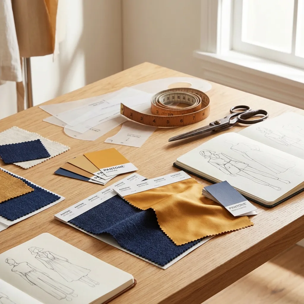 Custom Garment Design - Fabric swatches, patterns and design sketches